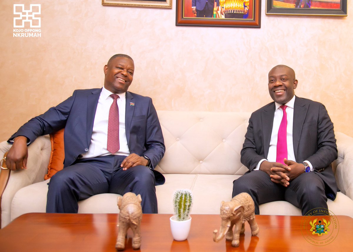 konkrumah's tweet photo. The Malawi Minister for Information, Hon. Gospel Kazako paid a courtesy call on me in Accra, Ghana while in the country for a working visit. 

Malawi and Ghana have agreed to share best practices on the implementation of access to information laws and digital migration. https://t.co/pe1YHzc1Ck