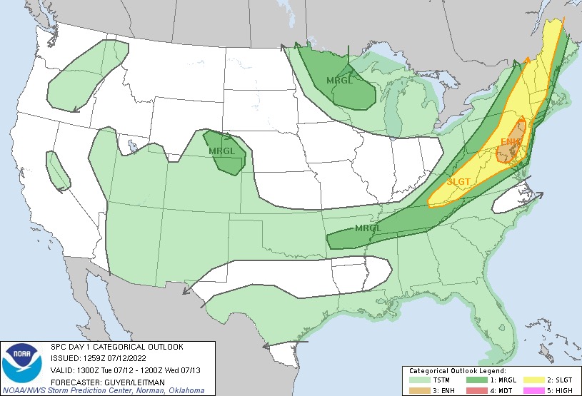 HarBalSRT's tweet photo. NWS SPC has now placed in an area of “Enhanced” possibility for severe weather this afternoon. Thunderstorms with damaging winds are quite possible. https://t.co/A2i86A5CE3
