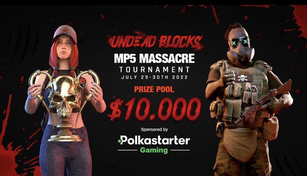 UndeadBlocks's tweet image. 🚨$10K FREE TO PLAY TO PUBLIC AND EARN TOURNAMENT 🚨

July 29th-30th. The MP5 Massacre. 

We are excited to announce our first free to play and earn with our partner, Polkastarter Gaming! 

Who’s ready to kill to earn?

@PolkastarterGG @polkastarter