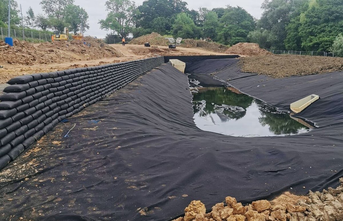 Using #FlexMSE to border this out fall/pond is the perfect solution for this active waterway. Vegetation will provide a great transition from the levelled area on top to the water below. We love these type of projects! Where else can you see Flex MSE? #backtonature #urbangreen