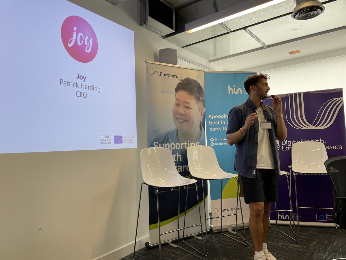 DHealthLDN's tweet photo. #DHLAccelerator networking day: Excellent presentations from next two Accelerator companies 👏🥳 @cibiltech &amp; @thejoyapp https://t.co/BCq1RdINkA