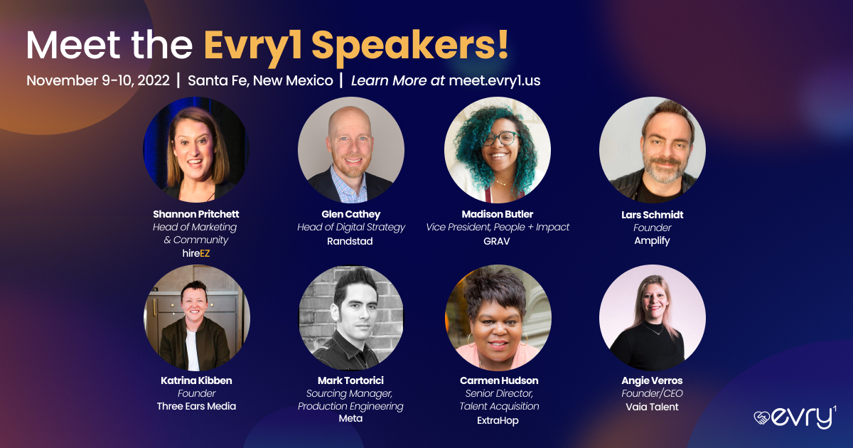 I don't know about you, but this is a beautiful group of speakers... 👀

If you want the chance to run elbows with them and have a mini-vacation, come join us in Santa Fe on November 9-10th! 🌴🌴

Catch flights &amp; feelings with the Evry1 Conference &amp; Retreat 💙: