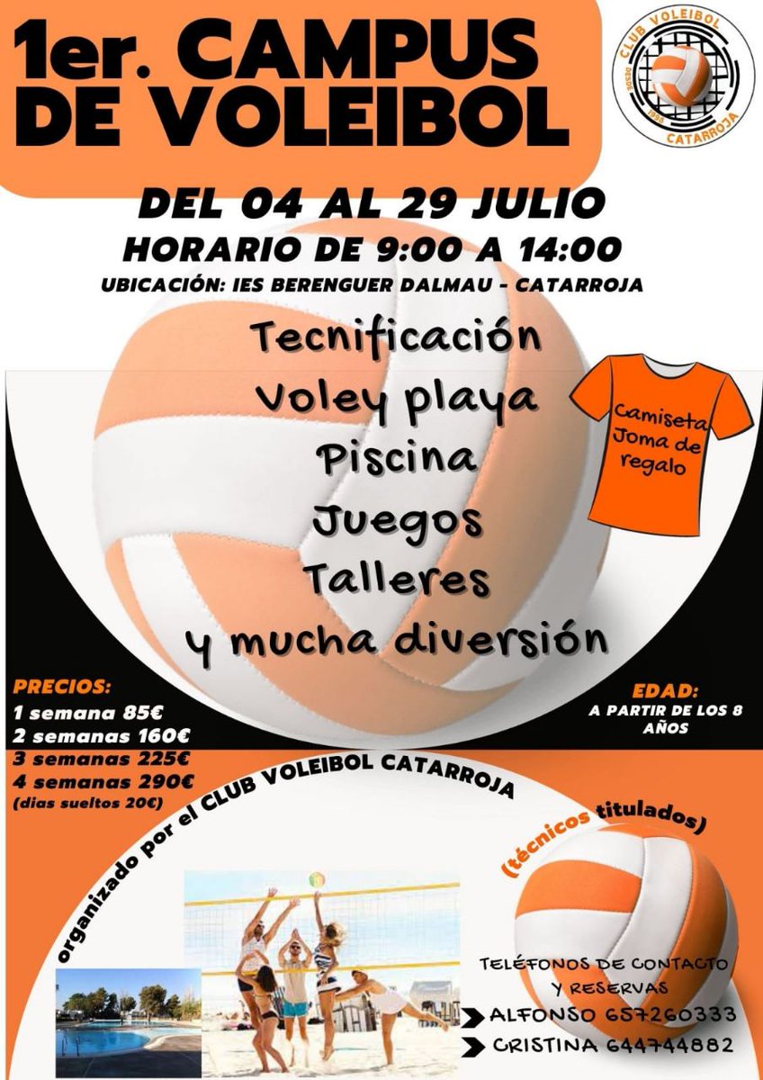 CV_Catarroja's tweet photo. Any d'èxit al #clubvoleibolcatarroja. Tenim 1 grup d'esportistes genials de #Catarroja, #Massanassa i #Albal. 
#ColegioLarrodé ha adaptat les seues instal·lacions.
A l'estiu, #CampusVoleibolCatarroja al #IESBerenguerDalmau.  
#voleibol #CEIP_Vil·la_Romana #Sompoble #Somvòlei https://t.co/9UjcWY9eNm