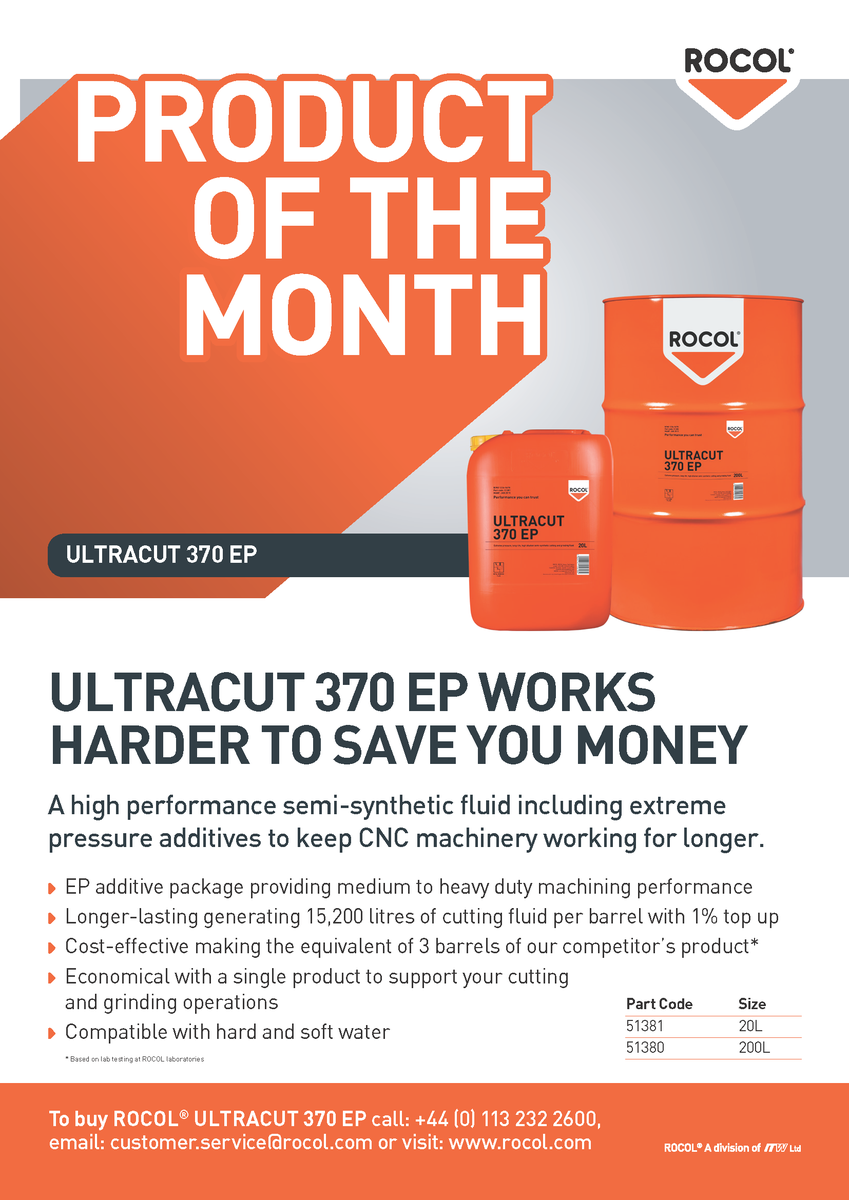 rocol's tweet photo. When mixed with water, ROCOL ULTRACUT 370 EP forms a translucent blue micro-emulsion providing a clear view of the workpiece!
Find out more about our product of the month… https://t.co/I03o0lYvR5
#extremepressure #highdilution #semisynthetic https://t.co/JJqGntBTEl