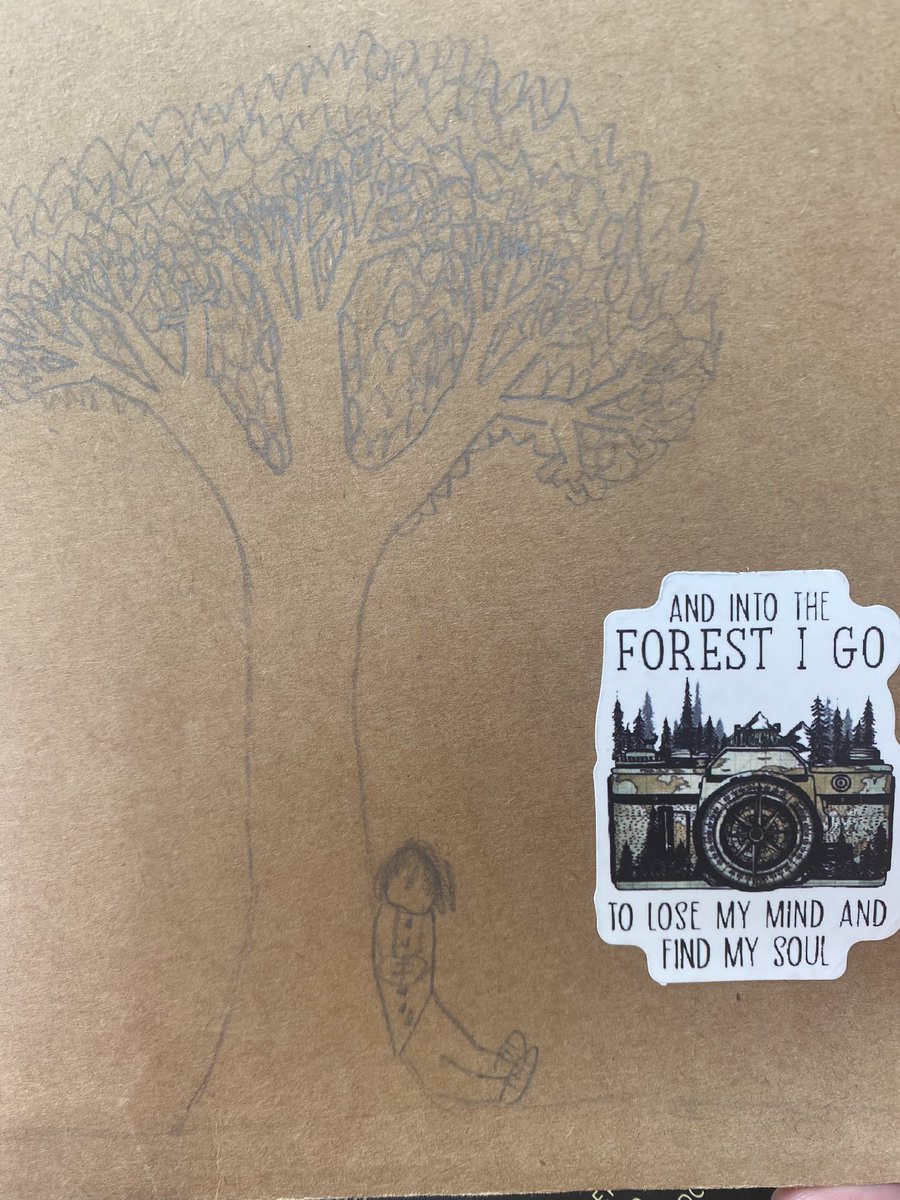 ElanaMintz202's tweet photo. A more appropriate auto-reply than the one I have now. Illustration by a 4th grader for his tree ID field guide this week. @UrbanAdvSquad #UASSummer2022 #ThinkLikeATree https://t.co/V2K6LCIeXh