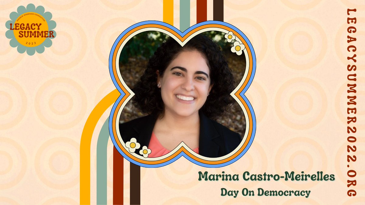 🌼 #LegacySummer2022 Speaker 🌼

Marina Castro Meirelles (she/her) is the director of @DayonDemocracy. She actively works with college students across the country to organize for class cancellation on Election Day. 

Don't miss out!! Register today ➡️ legacysummer2022.org