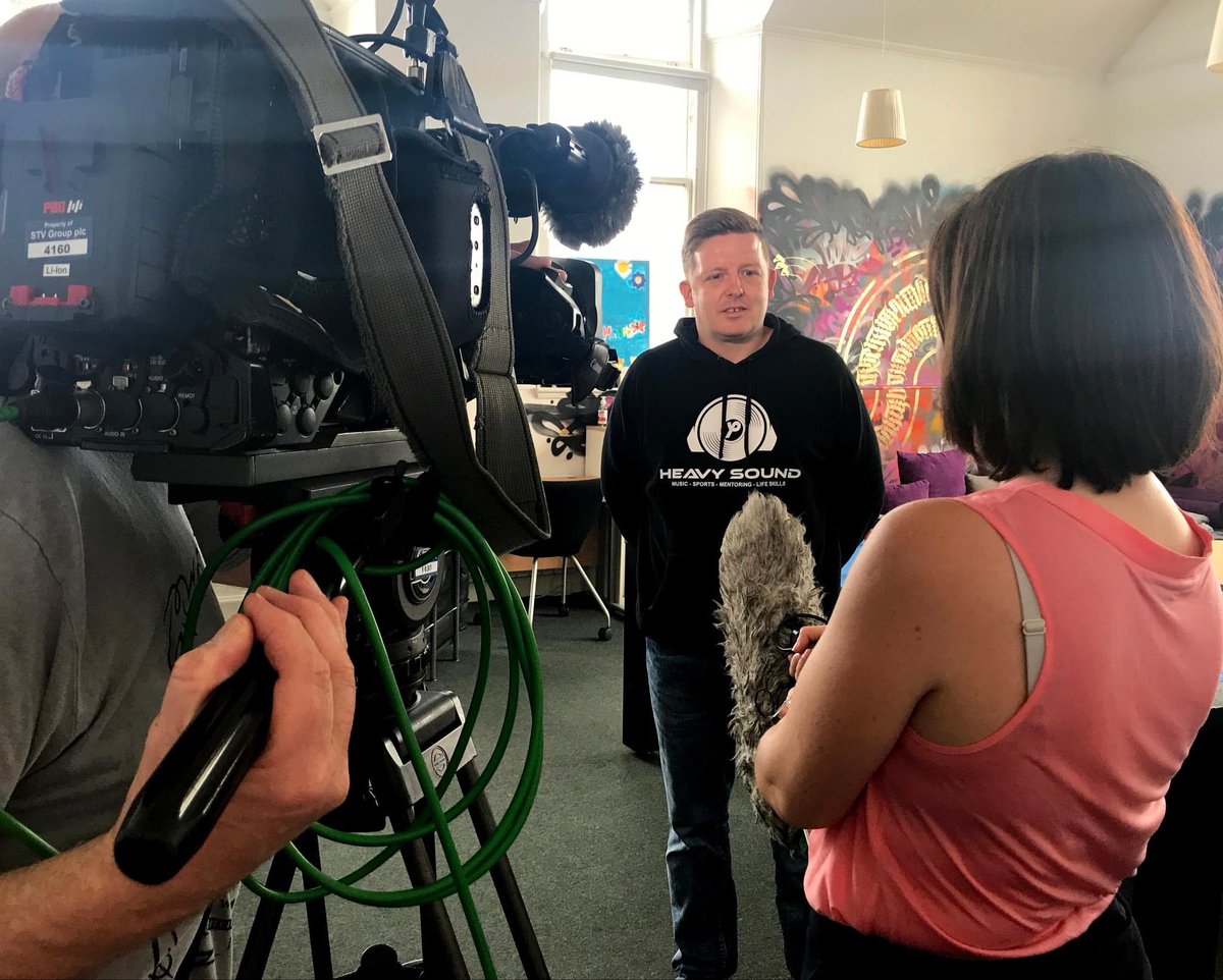 Exciting stuff happening ⁦@heavysoundCIC⁩ today. Tune into STV this evening to catch our Malky on the 6 o'clock STV News talking about why we shouldn't send young people under the age of 21 to prison 💕💕