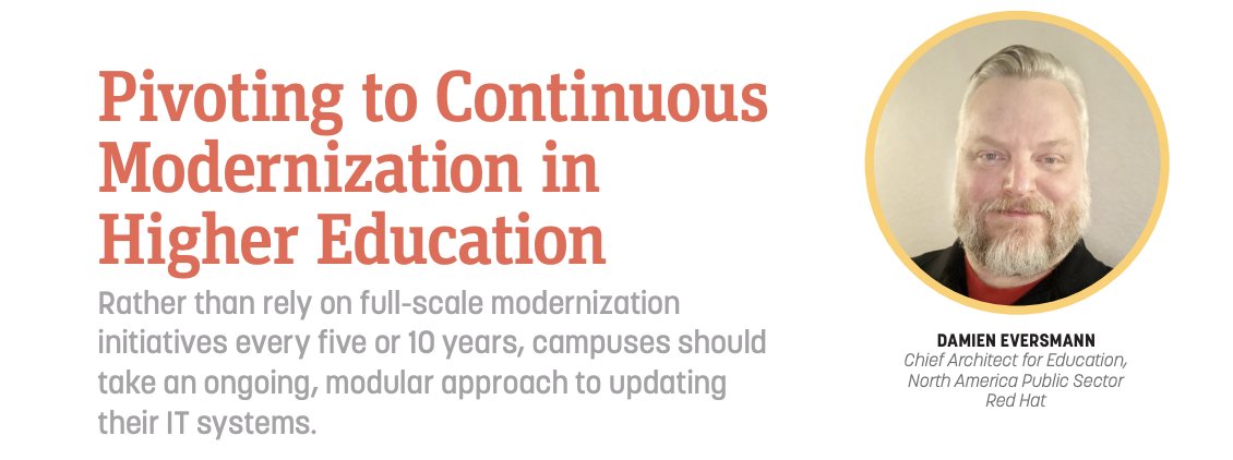 RedHatGov's tweet photo. The need for modern hardware and software is crucial to mitigating cybersecurity risks across all organizations. @RedHat's Chief Architect of Education, @DamienLive, has more on the need for #modernization in education on @Carahsoft: https://t.co/LfO0QhbM1K https://t.co/du1iXrGFKV