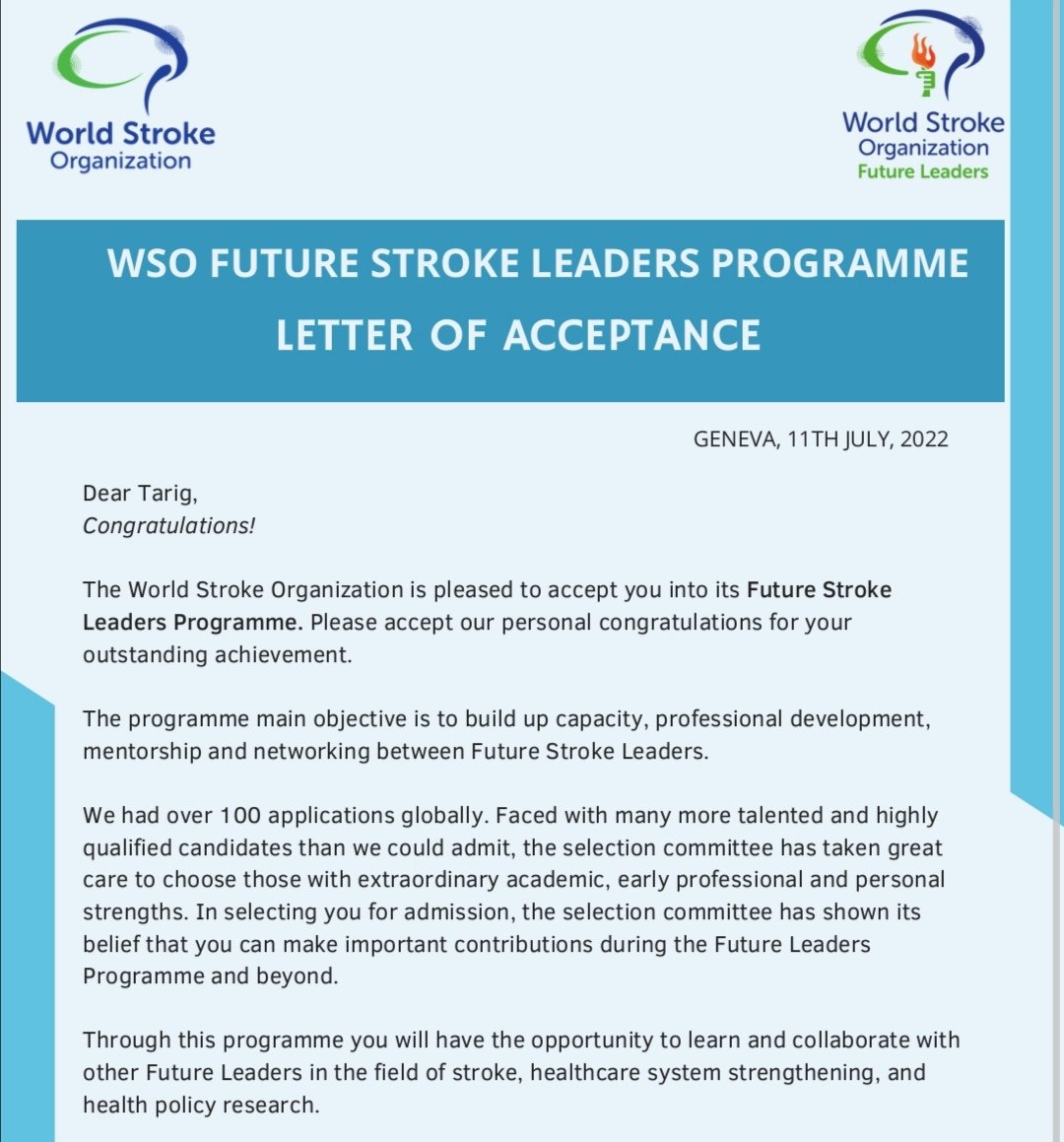 tarigfadalla's tweet photo. I'm extremely delighted to share that I have been accepted to participate in the future stroke leaders programme cohort 2022/2024 @WorldStrokeOrg https://t.co/f0peZKU19H