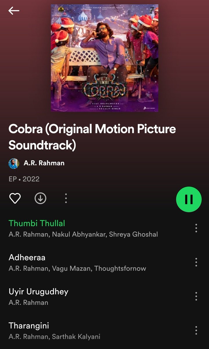 TamilTvExpress's tweet photo. #Cobra Album Streaming Now ❤️
#ChiyaanVikram @SrinidhiShetty7 @AjayGnanamuthu @7screenstudio @RedGiantMovies_ @Udhaystalin
#CobraFromAugust11 #CobraJukebox
https://t.co/kVIbT7relP https://t.co/YCc66OUCMC
