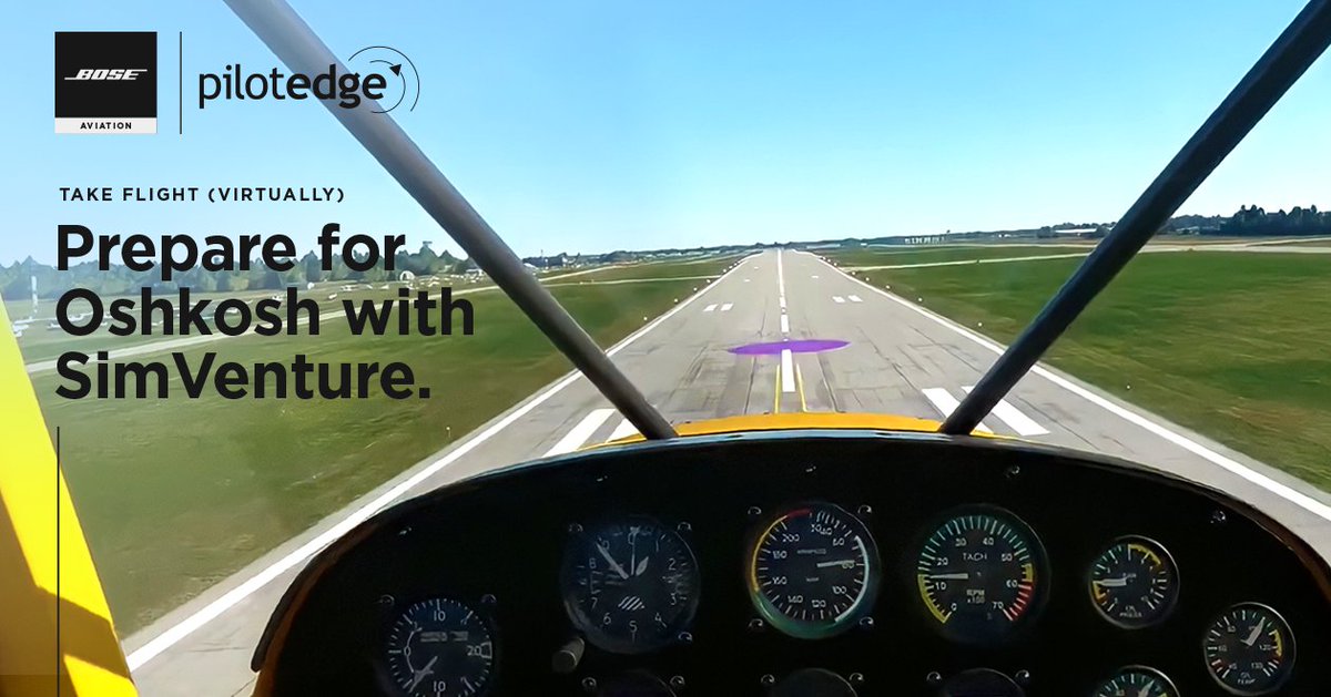 BoseAviation's tweet photo. Practice the OSH arrival procedures using your home flight simulator by participating in SimVenture 2022 presented by @PilotEdgeATC. 

Click the link to learn more: https://t.co/ajsZbvQ490

#OSH22 #eaa #airventure #boseaviation #pilotedge #simventure #simventure2022 https://t.co/C8es8cQJMM