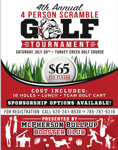 Get your team ready for the 4th Annual MHS Booster Club Golf Tournament Fundraiser on July 30th at Turkey Creek GC!  A great way to support a program that gives back so much to all Bullpup Activity programs! #bullpupnation