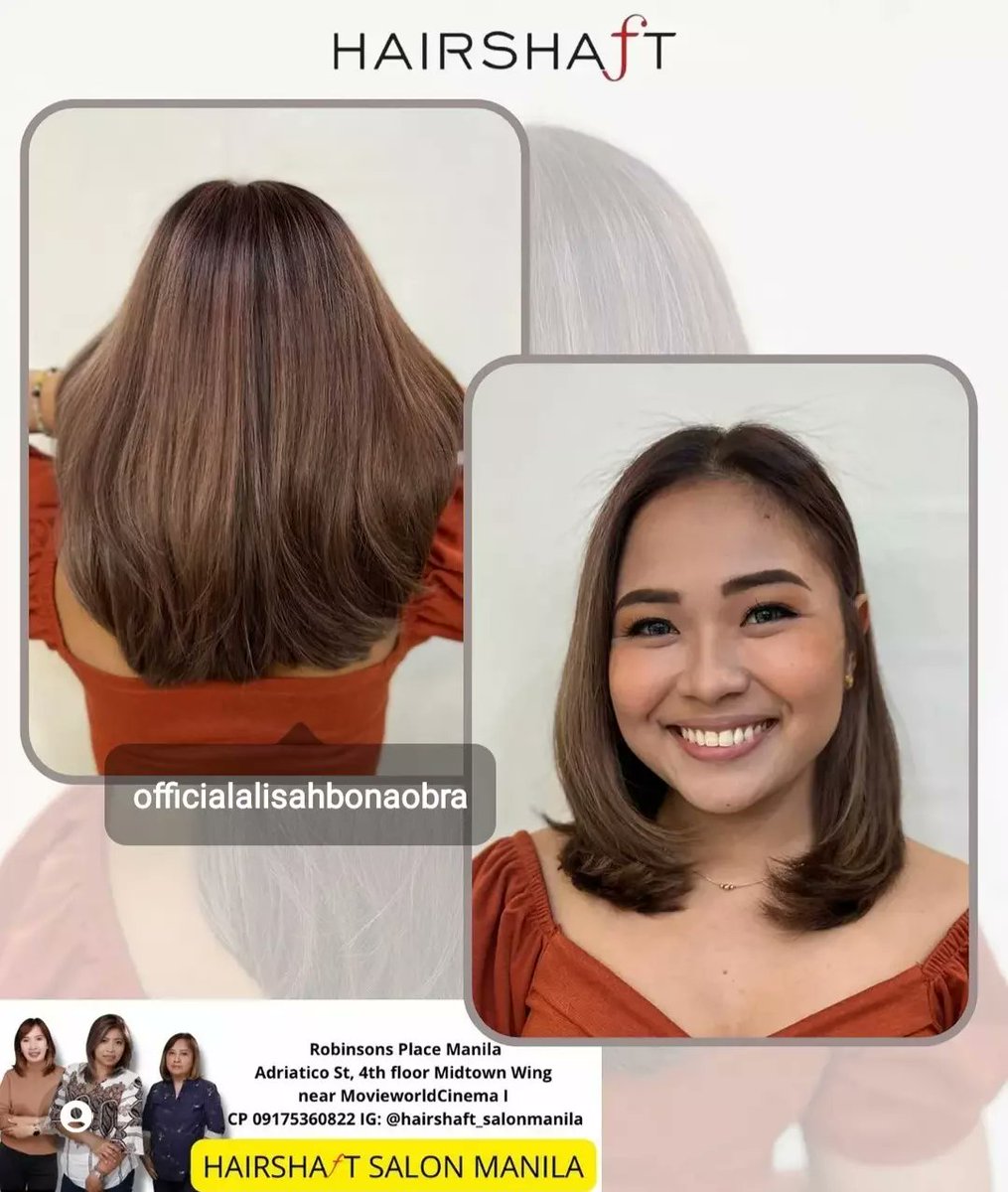 OfficialAlisah's tweet photo. Thank you very much Hairshaft Robinson Manila for always bringing my hair back to life #BrandInfluencer #BrandAmbassadress 

For inquiries: 0285675247/09175360822

You may also visit them at 4th Level Robinsons Malls Ermita Place Midtown Wing Pedro Gil near Movie world Cinema 123 https://t.co/ue7ewdMima