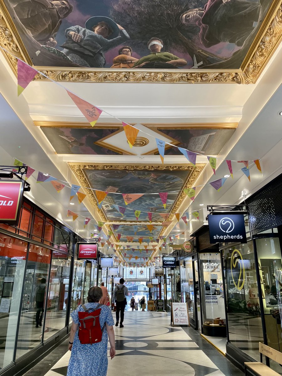 The lovely ⁦<a href="/PiccadillyBrum/">Piccadilly Arcade</a>⁩ on New Street with new games bunting installed today by the BID team.