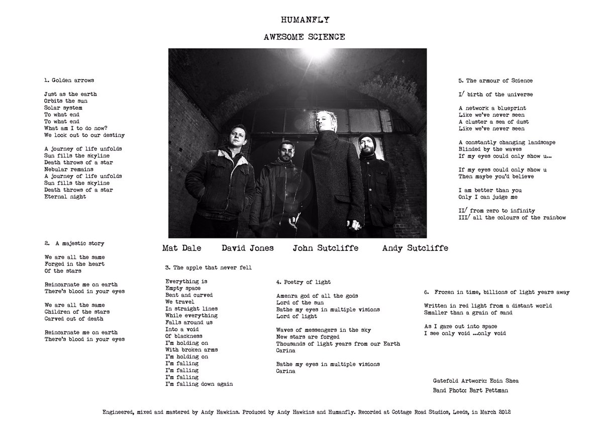 HUMANFLYleeds's tweet photo. This is the insert for the vinyl edition of Awesome Science. 
Apparently not all copies of the vinyl came with these. If anyone has the album but didn’t get the insert, send us a DM and I will email the file to you.

Bussi X

#humanfly https://t.co/TEvGVAtt2V