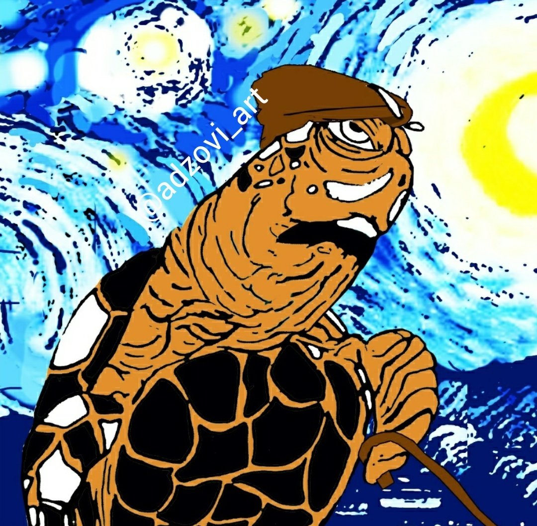 Adzovi_Art's tweet photo. https://t.co/YCwTrfzSlS 
"Sleepy OG Starry Night"
On @foundation #OGSeaTurtle #HesAHandful #ComedicArt #AbstractArt #NFT #Etherium #NFTs #NFTDrop #FreshMint #MintyFresh https://t.co/crgFFSwaJR