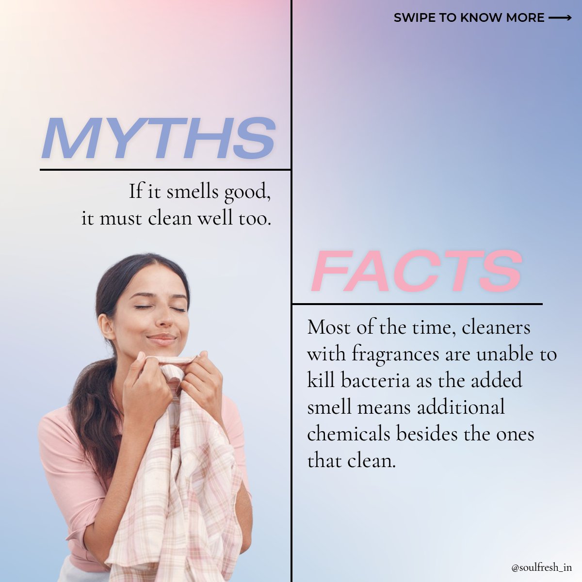 soulfresh_in's tweet photo. It's not a surprise that cleaning is also filled with myths.
Which is why we believe it's high-time we scrubbed the myths clean!
#Soulfresh #myths #facts #mythsvsfacts #mythbusters #hyygiene #health https://t.co/7afQpgzuLP