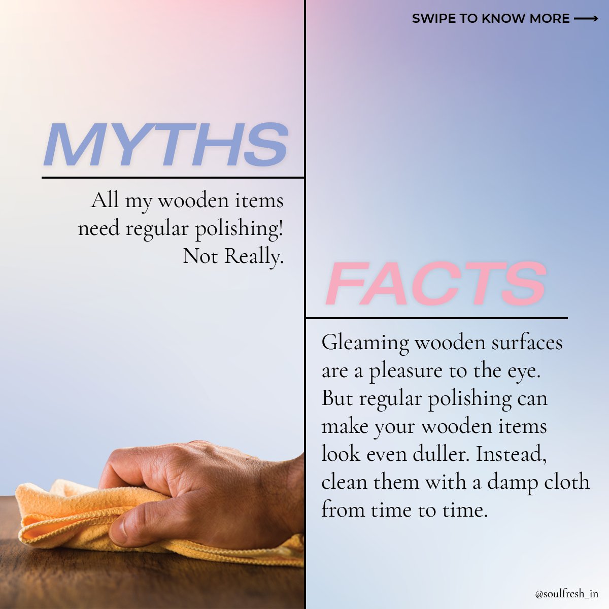 soulfresh_in's tweet photo. It's not a surprise that cleaning is also filled with myths.
Which is why we believe it's high-time we scrubbed the myths clean!
#Soulfresh #myths #facts #mythsvsfacts #mythbusters #hyygiene #health https://t.co/7afQpgzuLP