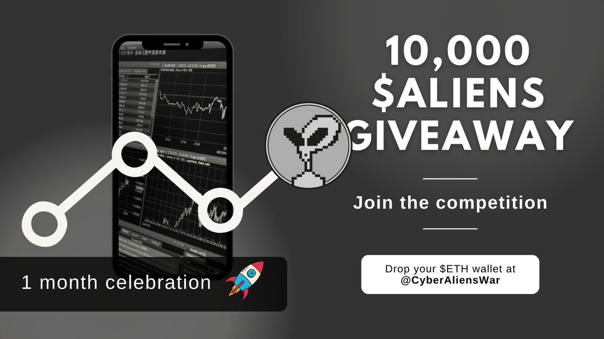 CyberAliensWar's tweet photo. The 10,000 $ALIENS Airdrop 🔥

To celebrate 1 month of our native utility token and to make crypto accessible for everyone, we're airdropping 10,000 $ALIENS to our community! 🎉 

Join the competition to win!
👇

#NFT #NFTGiveaway #Giveaway #Crypto #Airdrop https://t.co/AxwyZrqpeb