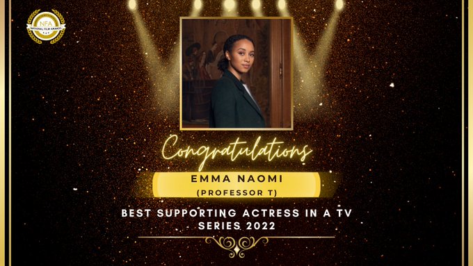 Huge congratulations to @guildhallschool Acting alum Emma Naomi on winning Best Supporting Actress in a TV series 2022 at the National Film Awards 🎉#NFA2022