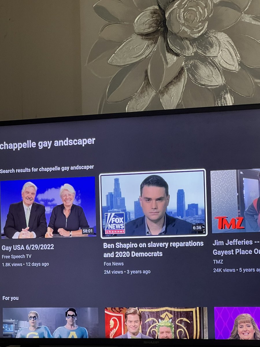 SaHanales's tweet photo. Hey @YouTube @YTAdvertisers why is it when I search for things like, Dave Chappelle or Metallica I get Ben Shapiro in my results? This is my logged in paid account. Is my son getting the same thing when he searches for @dantdm ? How much do you earn from this blatant shilling? https://t.co/pqnYPuESSP