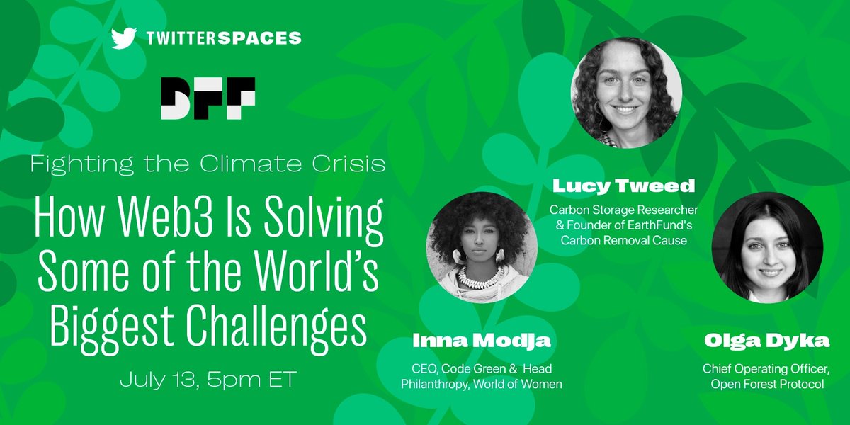 🌎 Switching to proof of stake is just one of the many ways Web3 can fight the climate crisis. What are the others?

Join <a href="/Innamodja/">innamodja 👽🥀</a>, <a href="/CarbonCauses/">Lucy Tweed</a> &amp; <a href="/olha_dyka/">Olga Dyka</a> to talk through solutions tomorrow at 5ET here: x.com/i/spaces/1BdGY…