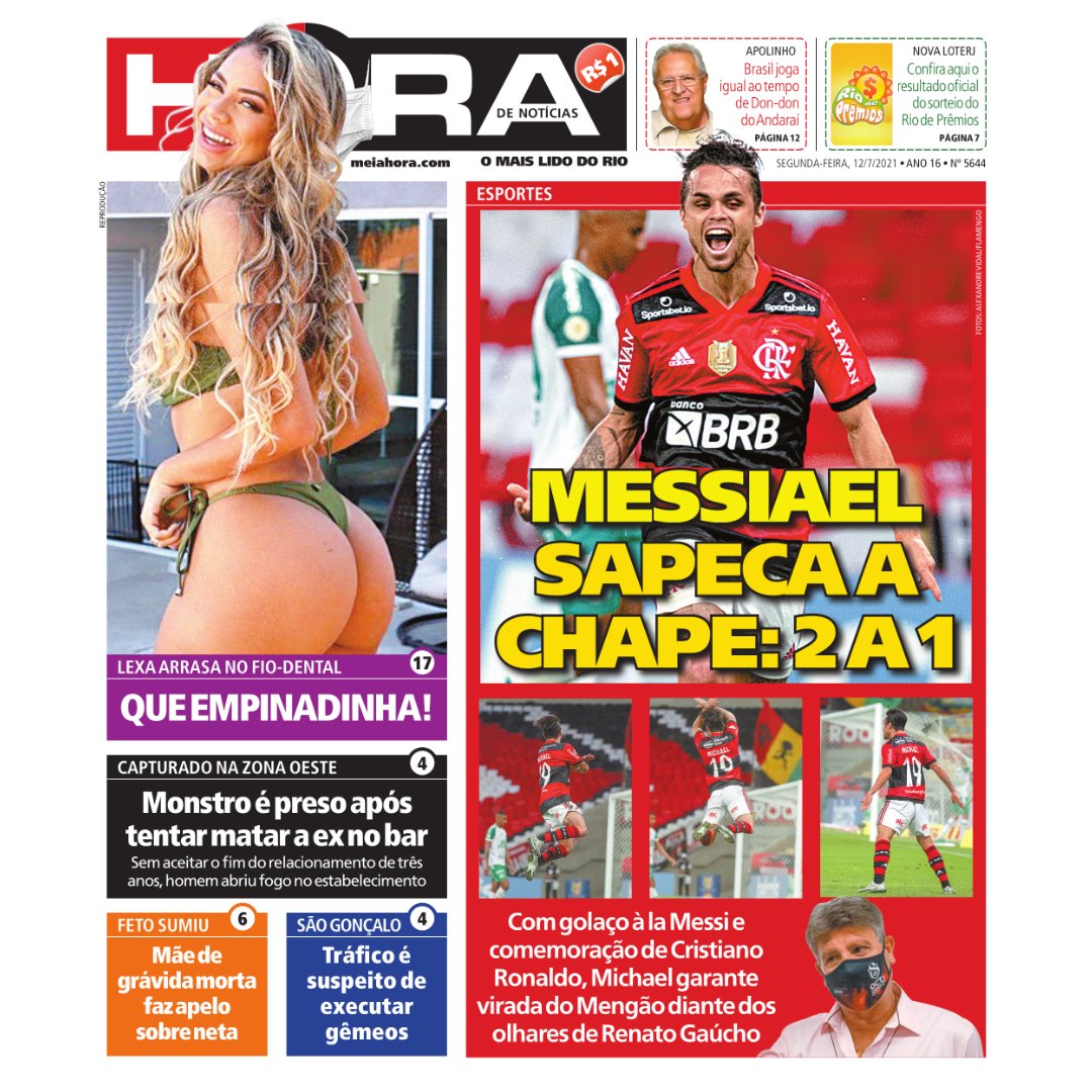 flahistoria's tweet photo. 12/07/2021 #flahistoria
[📰 @meiahora]

🖼️ Capa | Messiael sapeca a Chape: 2 a 1

#FlaBr2021 #FLAxCHA https://t.co/BhCwmyZeCu