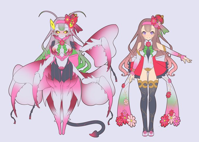 悪堕ち 虫怪人化 デザイン案
ハナカマキリ と クモ 