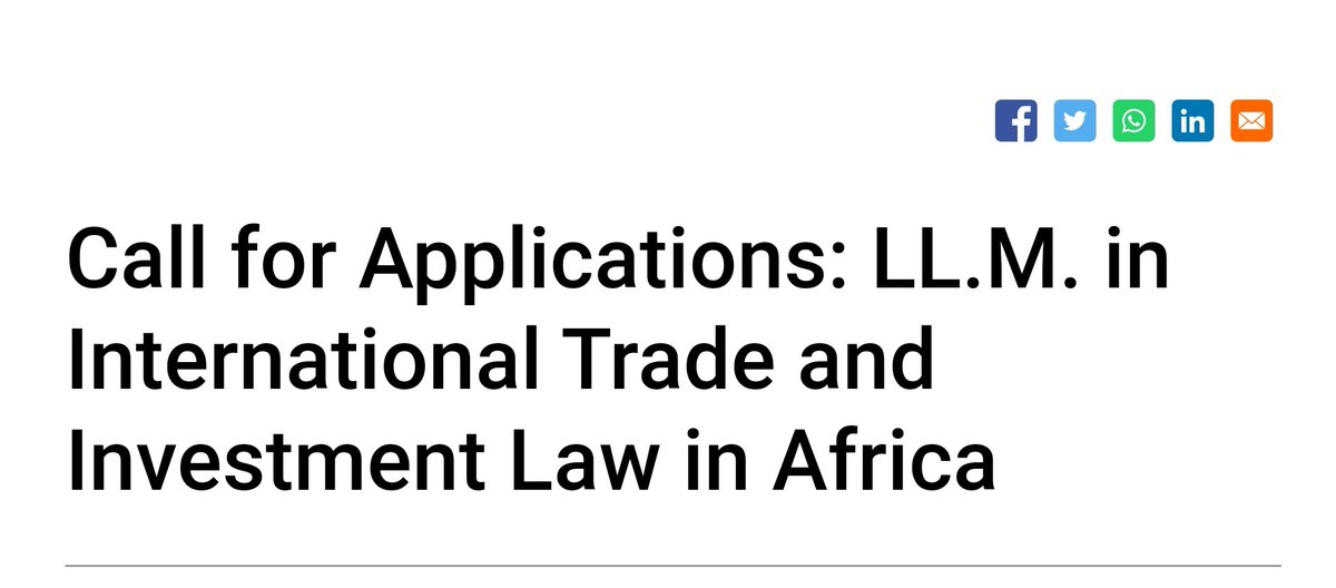 afronomicslaw's tweet photo. 📢📢📢Call for Applications: 

LL.M. in International Trade and Investment Law in Africa @UPTuks

Deadline: July 31, 2022. https://t.co/dHqwIryAUm https://t.co/8JWEuqimsn