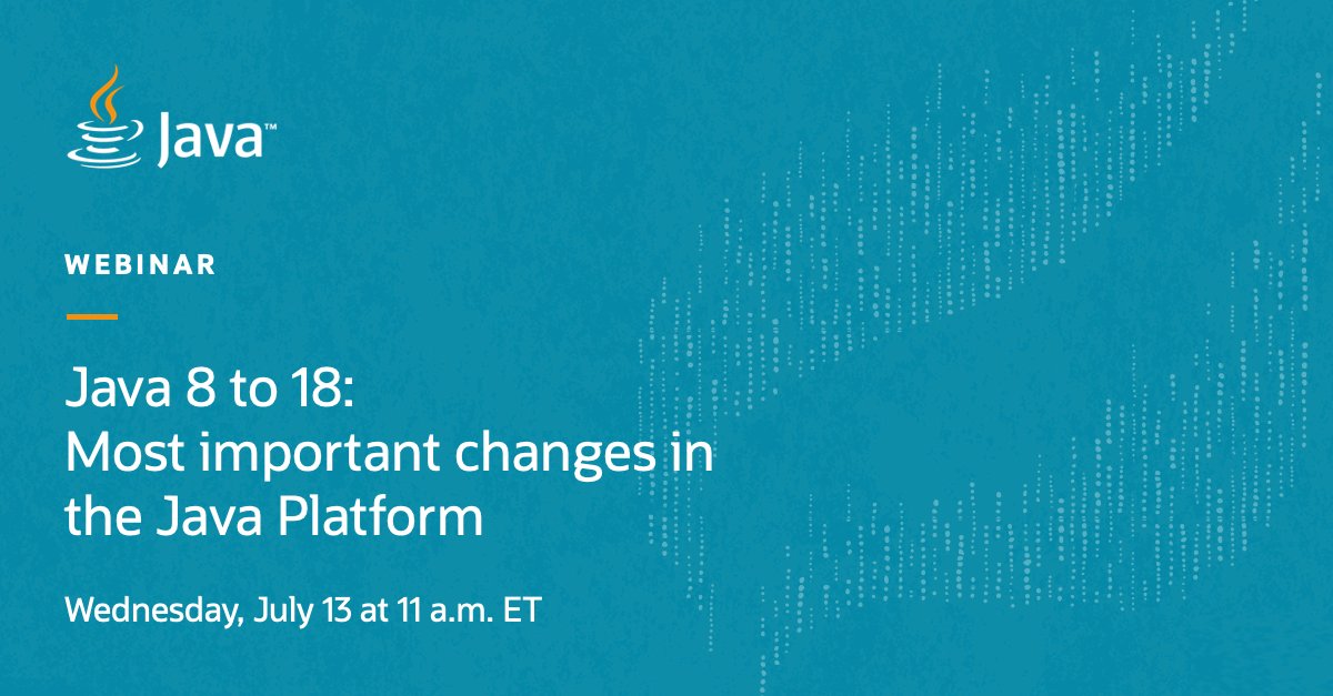 java's tweet photo. Join us tomorrow to get insights on the important changes in the #Java platform and discuss the benefits and challenges of adopting newer JDK versions. @aureliog https://t.co/LUwGvOF6eD https://t.co/bG1TMFYFis