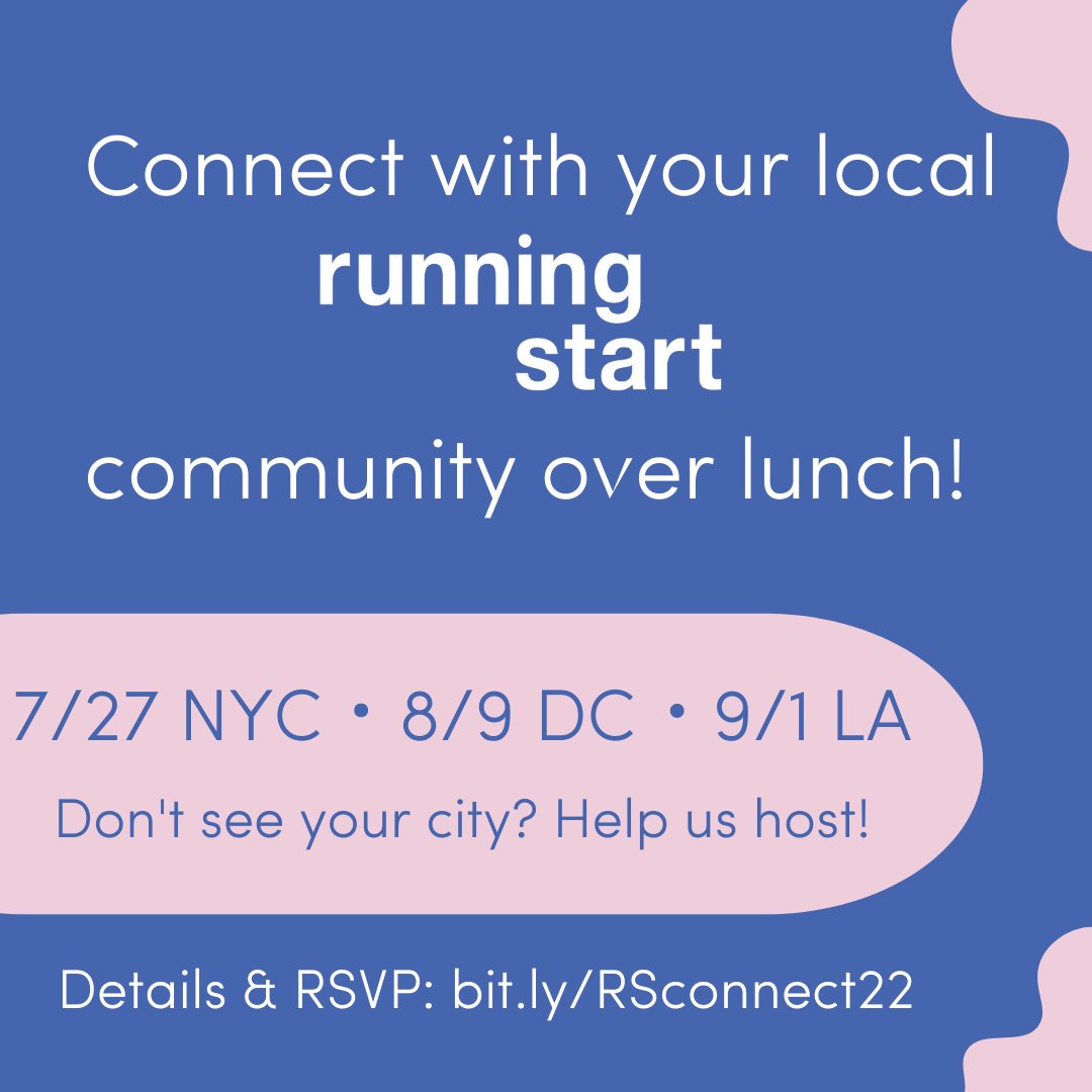 Hi @Runningstart community and friends! Click below to join one of our upcoming lunches or to request one where you live. See you soon!