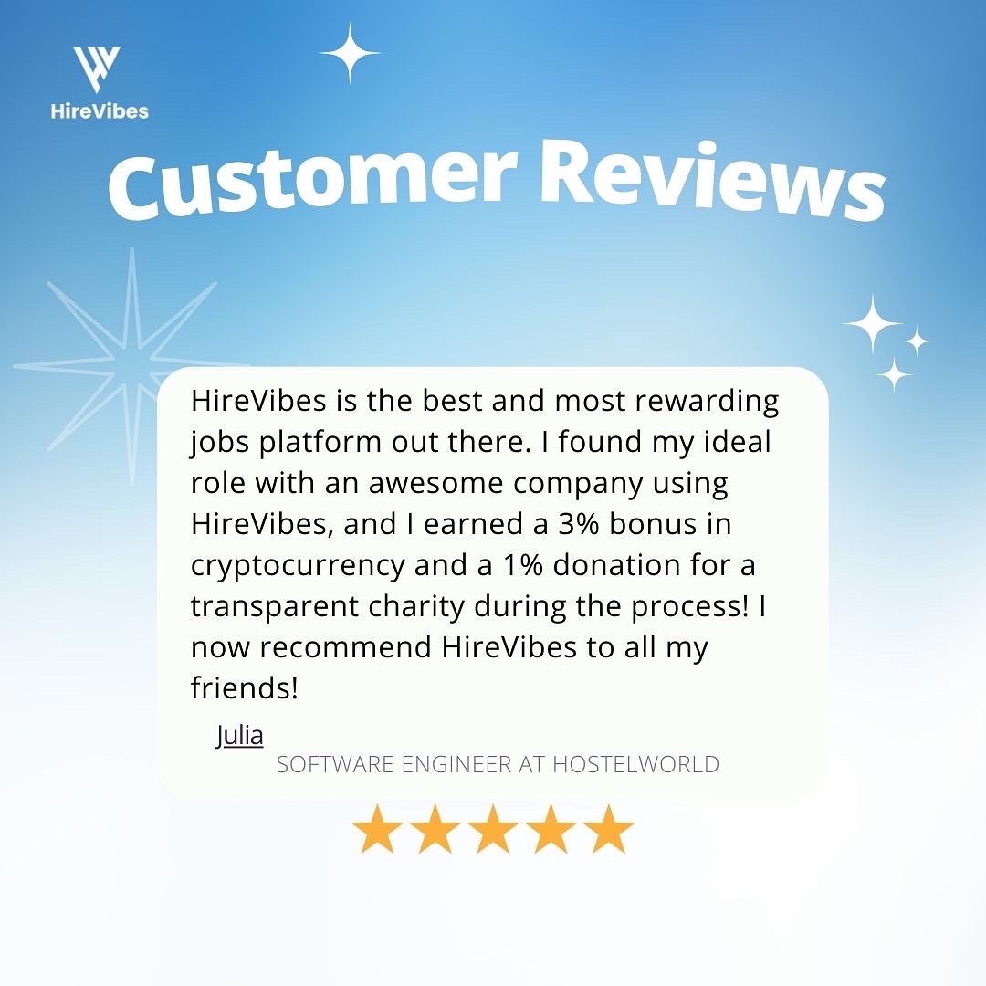HireVibes's tweet photo. Good vibes from our HireVibes users ππΌ
These reviews keep us smiling π
#web3recruiter https://t.co/TOpdSiKrgv