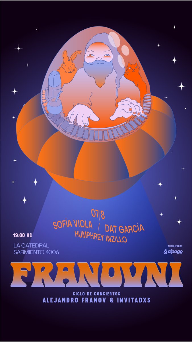 alejandrofranov's tweet photo. El primer Franovni junto a Dat Garcia y Sofi Viola! y la musicalizacion de Humphrey Inzillo. fecha galáctica!
https://t.co/OdOgaX87Zd 
👆👆👆entrada anticipada c descuento👽
#franovni #datgarcia #sofiaviola #alefranov https://t.co/Tega6fAg6l