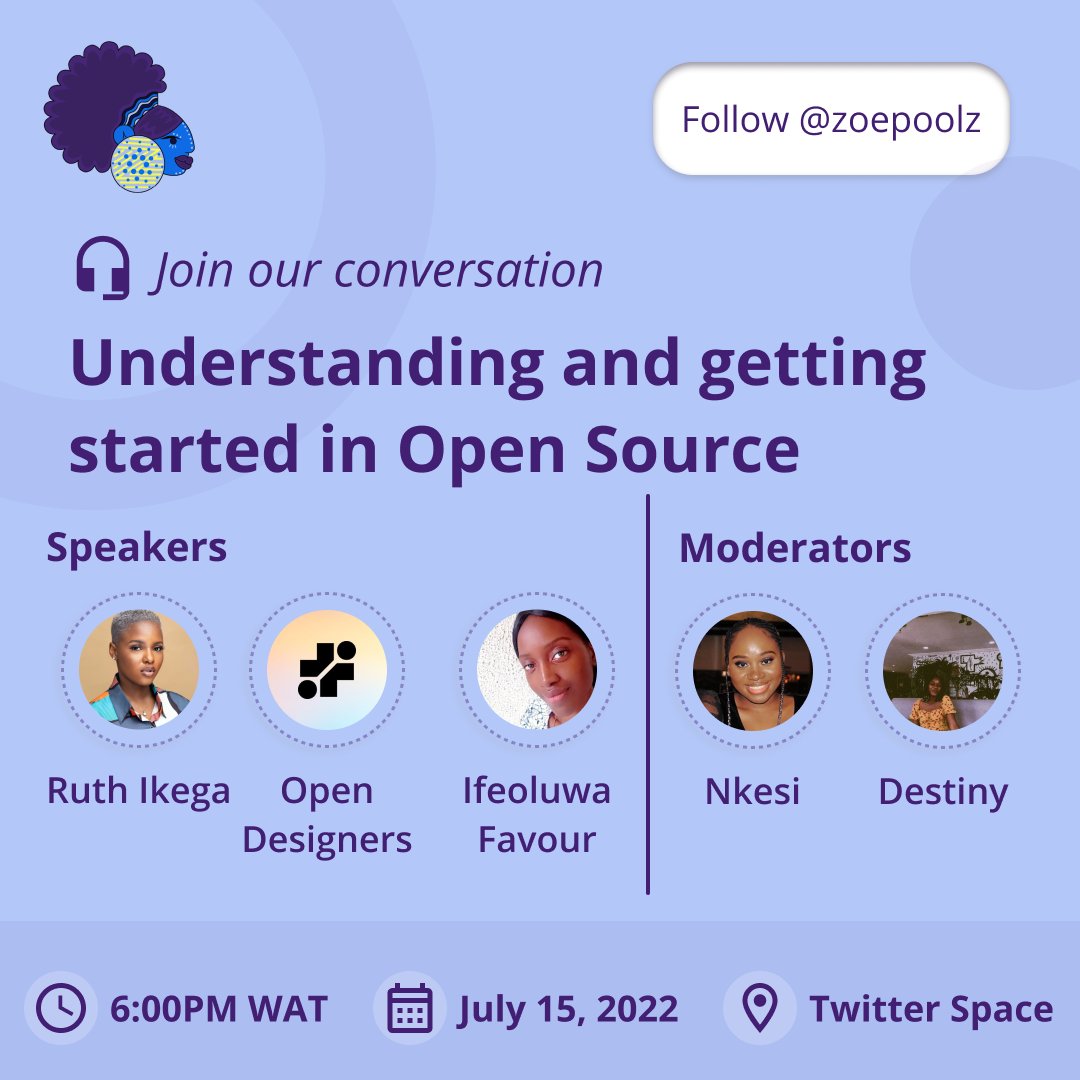What is open source and how do I get started/contribute? 

Set a reminder for our upcoming space with <a href="/IkegahRuth/">💛</a>, @_ifeoluwafavour and <a href="/open_designers/">Open Designers</a> 

x.com/i/spaces/1OyKA…

#opensource #Cardano