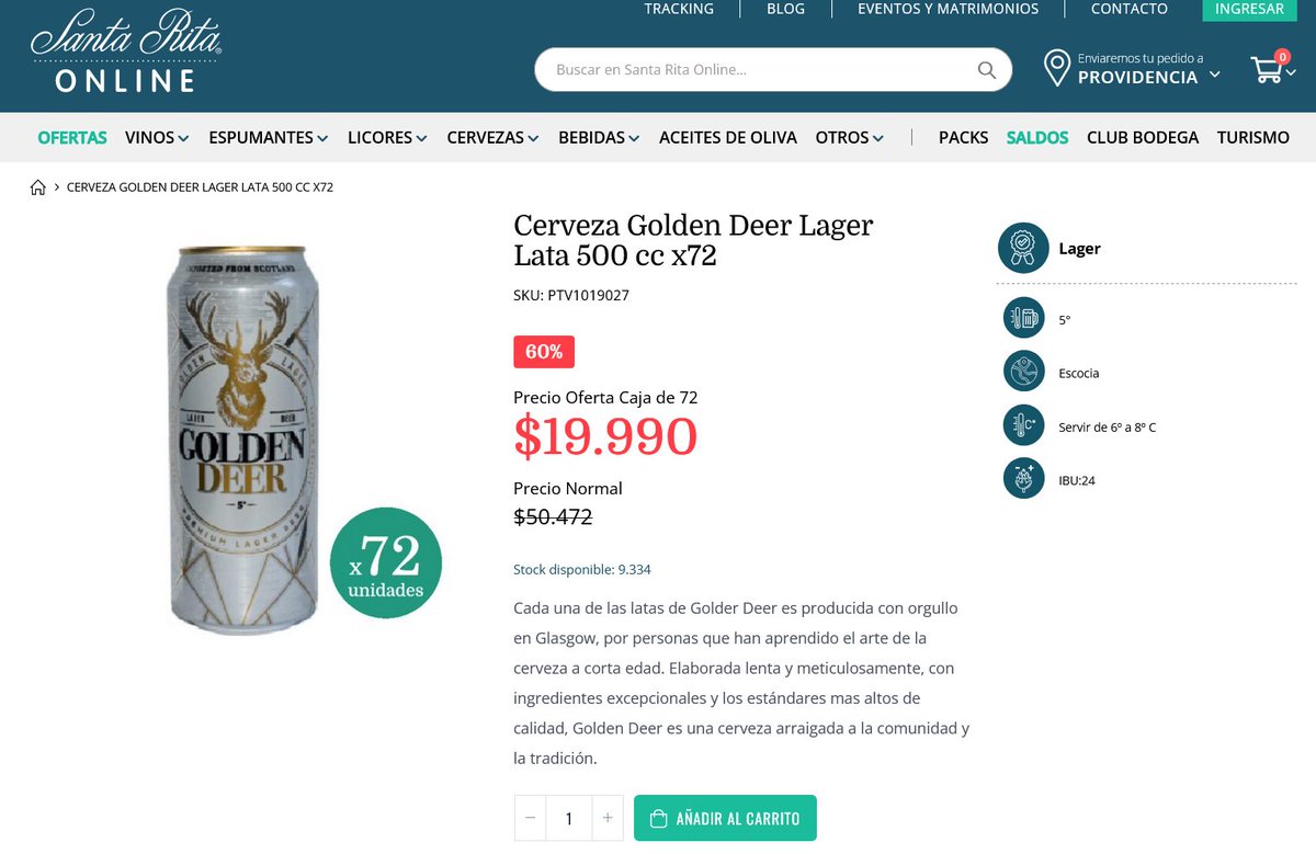Si quiere nadar en chela o tiene un cumpleaños o qué sé yo, esta es la suya: 72 latas de cerveza Golden Deer de 500cc a 20 lucas en Santa Rita Online.

descuentosrata.com/oferta/4544/72…