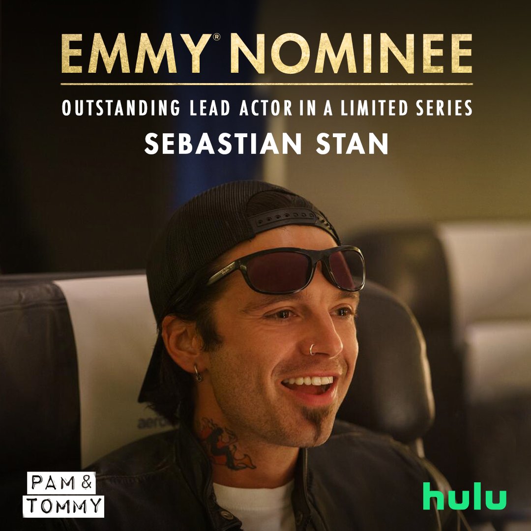 pamandtommy's tweet image. Congratulations Sebastian Stan and Lily James! #EmmyNoms #Emmys2022 #PamAndTommy