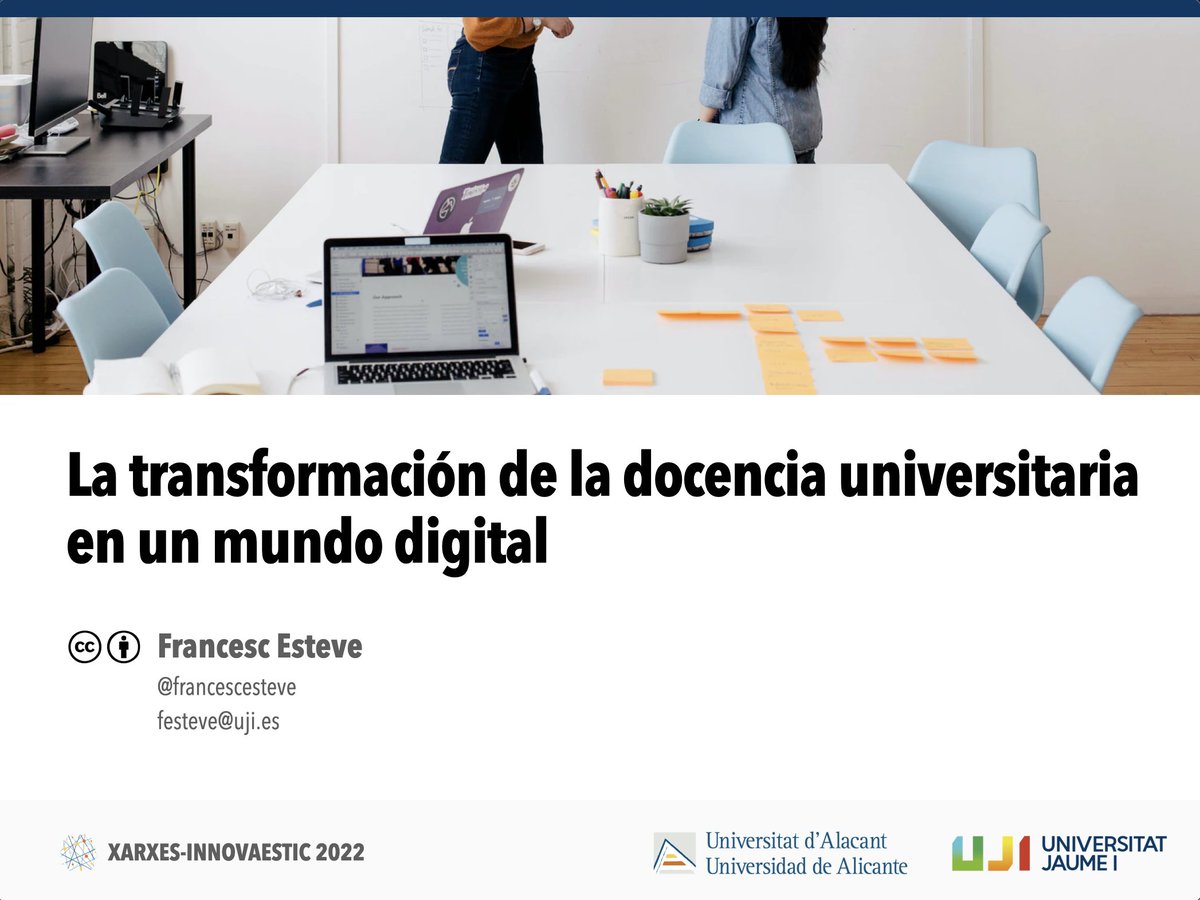 francescesteve's tweet photo. Aquest dijous tindré el plaer d'impartir la conferència inaugural de les XX Jornades #innovaestic2022 organitzades per la @UA_Universitat @ice_UAlacant. Parlarem de la transformació de la docència universitària en un món digital. Gràcies per la invitació! https://t.co/y1IdP57YHr https://t.co/66jAJCiyYP