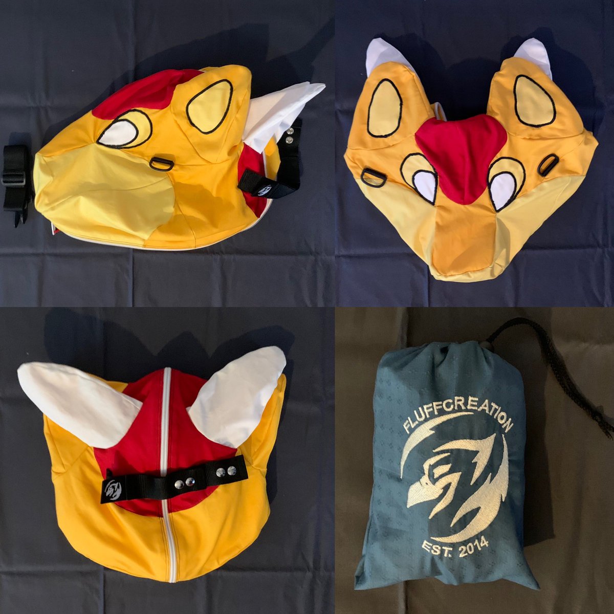 Fluffcreation's tweet photo. And another Fursuit Headbag finished! This time i did 2 at once uffff. Now i can prepare for Eurofurence. Will start on the next one in September! #Fluffcreation https://t.co/FBsDx2Xf1R