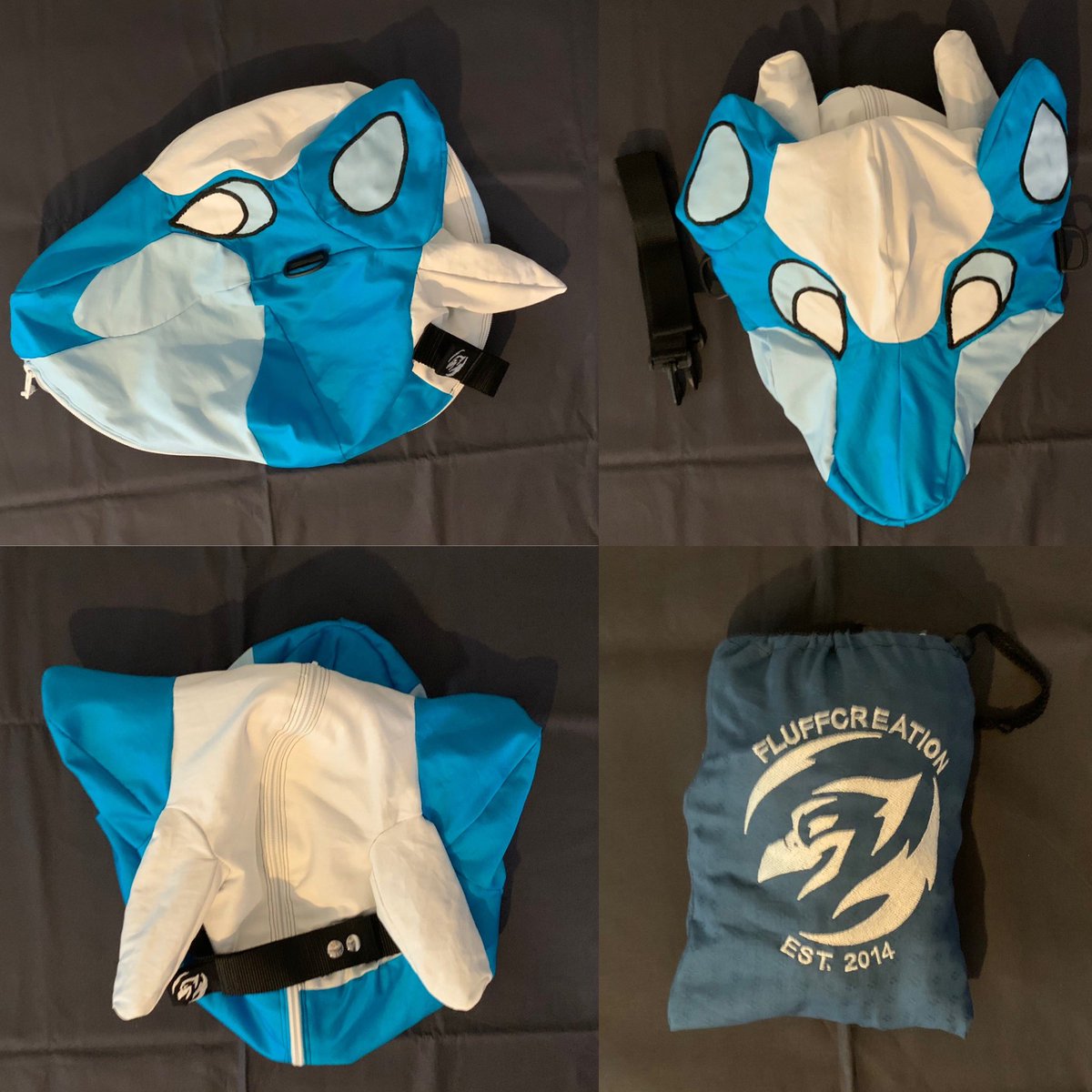Fluffcreation's tweet photo. And another Fursuit Headbag finished! This time i did 2 at once uffff. Now i can prepare for Eurofurence. Will start on the next one in September! #Fluffcreation https://t.co/FBsDx2Xf1R