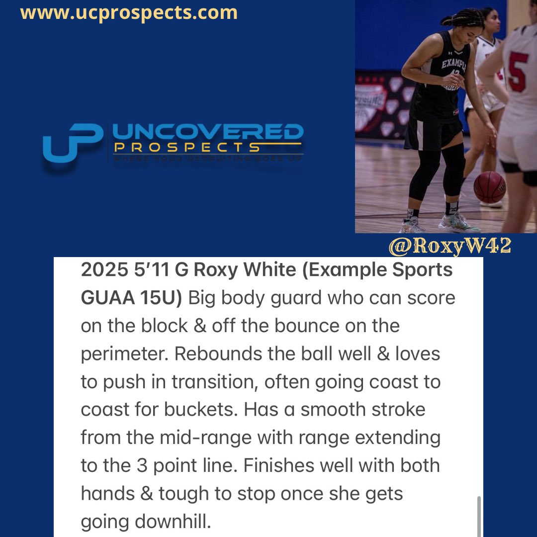 🚨Prospect Watch🚨 
🏀GUAA Session 2🏀
<a href="/RoxyW42/">Roxy White</a> <a href="/ExampleSports3/">Example Sports AAU</a> 

#GUAASession2 <a href="/UANextGHoops/">Girls UAA</a> <a href="/SelectEventsBB/">Select Events Basketball</a> 
🏀📈
#Prospectwatch 
#UP
