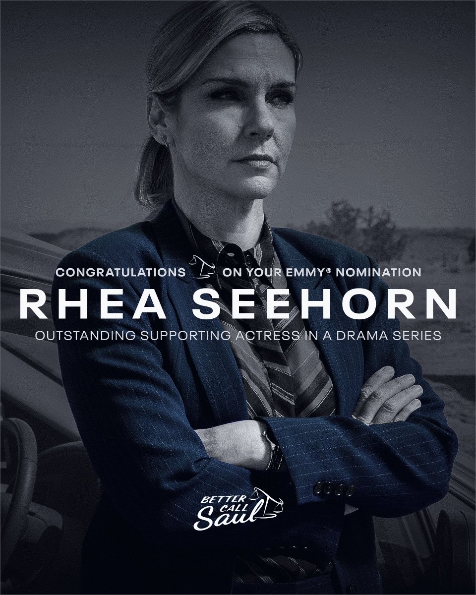 Congratulations @RheaSeehorn, #Emmys nominee for Outstanding Supporting Actress in a Drama Series for AMC and AMC+’s #BetterCallSaul!