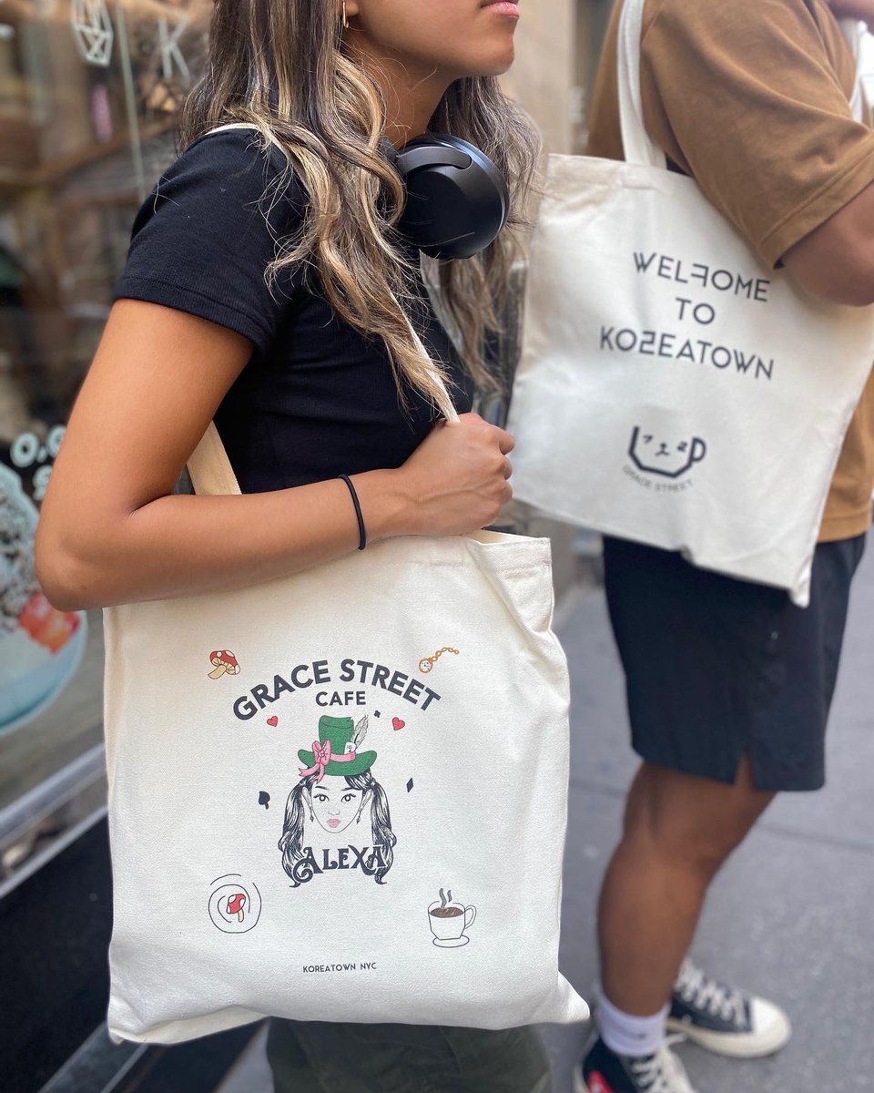 Welcome to Koreatown NYC!We are very excited to share with you our limited edition of tote bag for tomorrow’s AleXa event. Everyone who was able to get a ticket will meet @AleXa_ZB in person and go home with this unique bag along with a polaroid pic and custom Wonderland drink.❤️‍🔥
