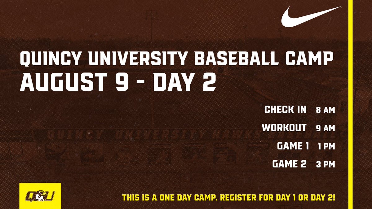 🚨PROSPECT ID CAMP🚨

⚾️Calling all uncommitted baseball players in the classes of 2023-2026!

📆We are less than a month away from our annual prospect ID camp. Sign up today and reserve your spot!

📍 Quincy,IL
🏟 QU Stadium
📆 Aug 8 &amp; 9
🖥 Quincybaseballcamps.com

#MenOfMayhem