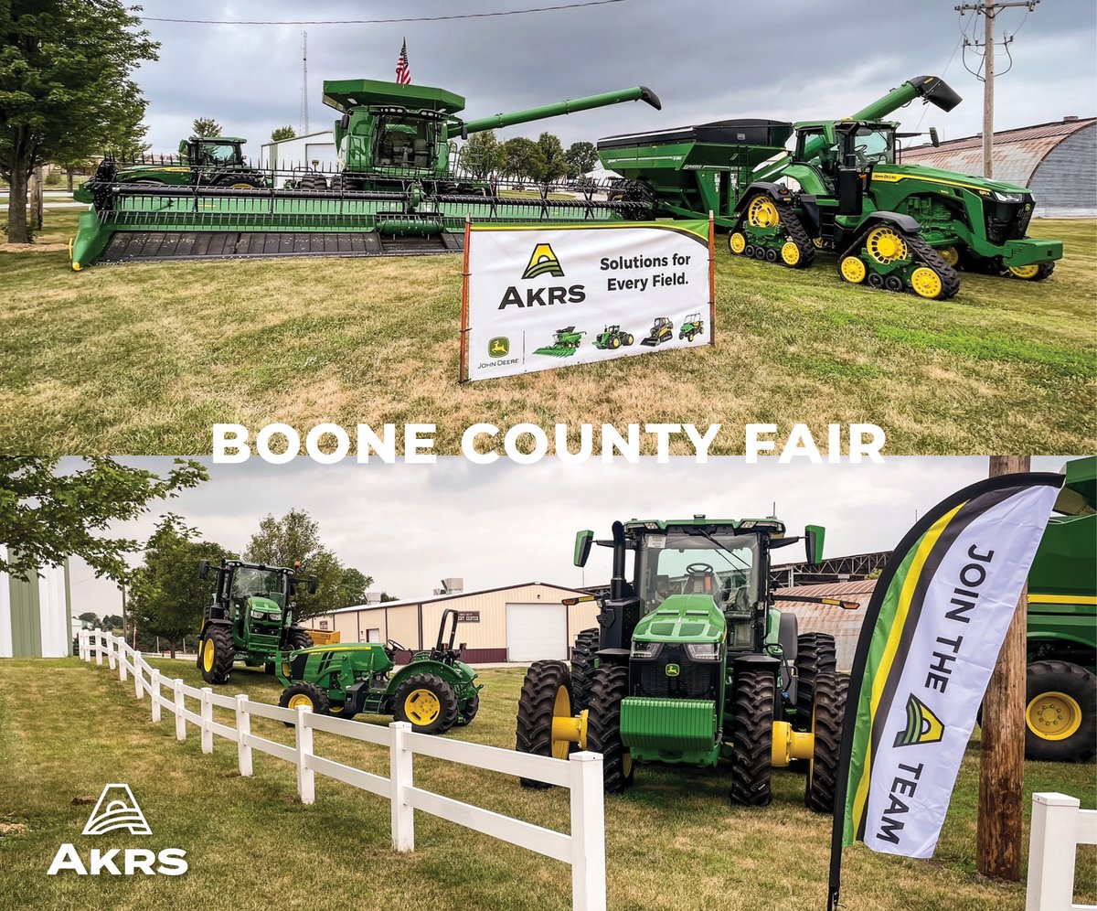 AKRS_Equipment's tweet photo. We have been enjoying the Boone County Fair and are proud to be a sponsor. It is extremely important to us to support the communities that support AKRS.

Make sure to get out to Albion by Wednesday to take part in this great event!

#SupportNebraska #JohnDeere #AKRS https://t.co/gLWRqcNmrs
