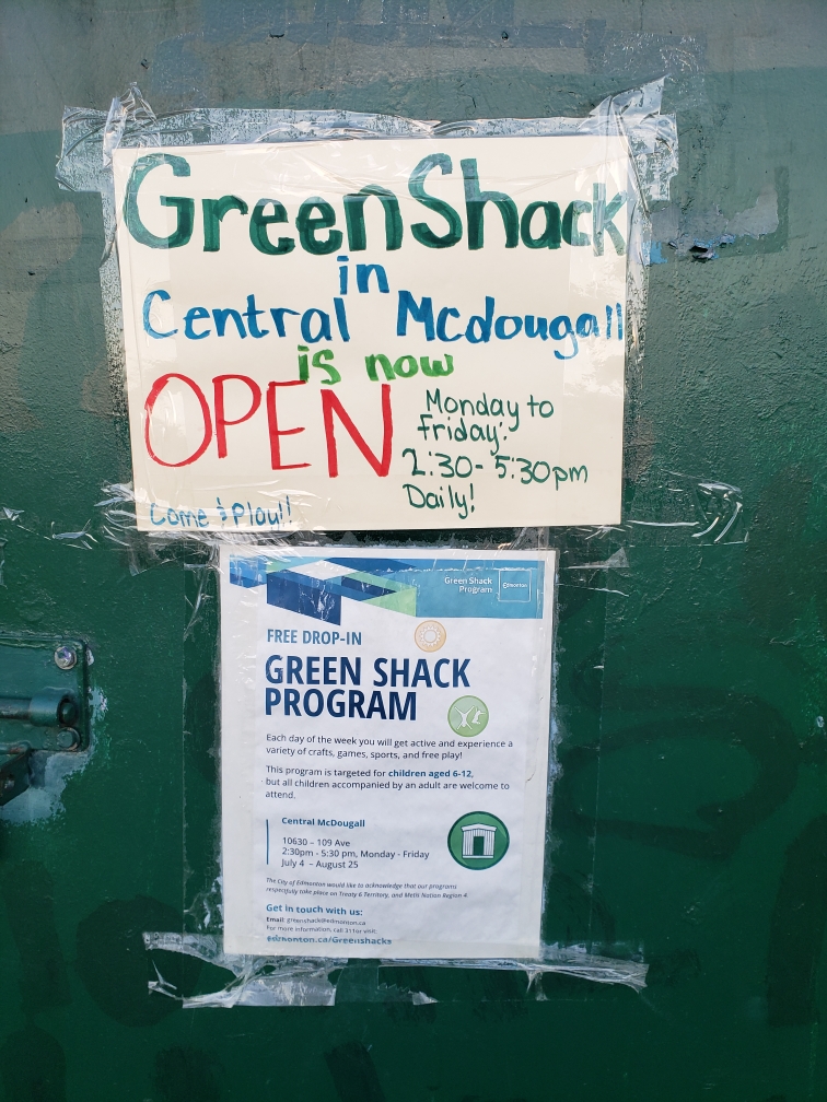 McDougallCL's tweet photo. Spread the word! The Green Shack program is now up and running every weekday in the purple park, after a delay caused by staffing difficulties. 

Each day features FREE creative and active fun aimed at kids aged 6–12.

The program runs Monday through Friday, 2:30–5:30 pm. https://t.co/AuSgs5fgA4