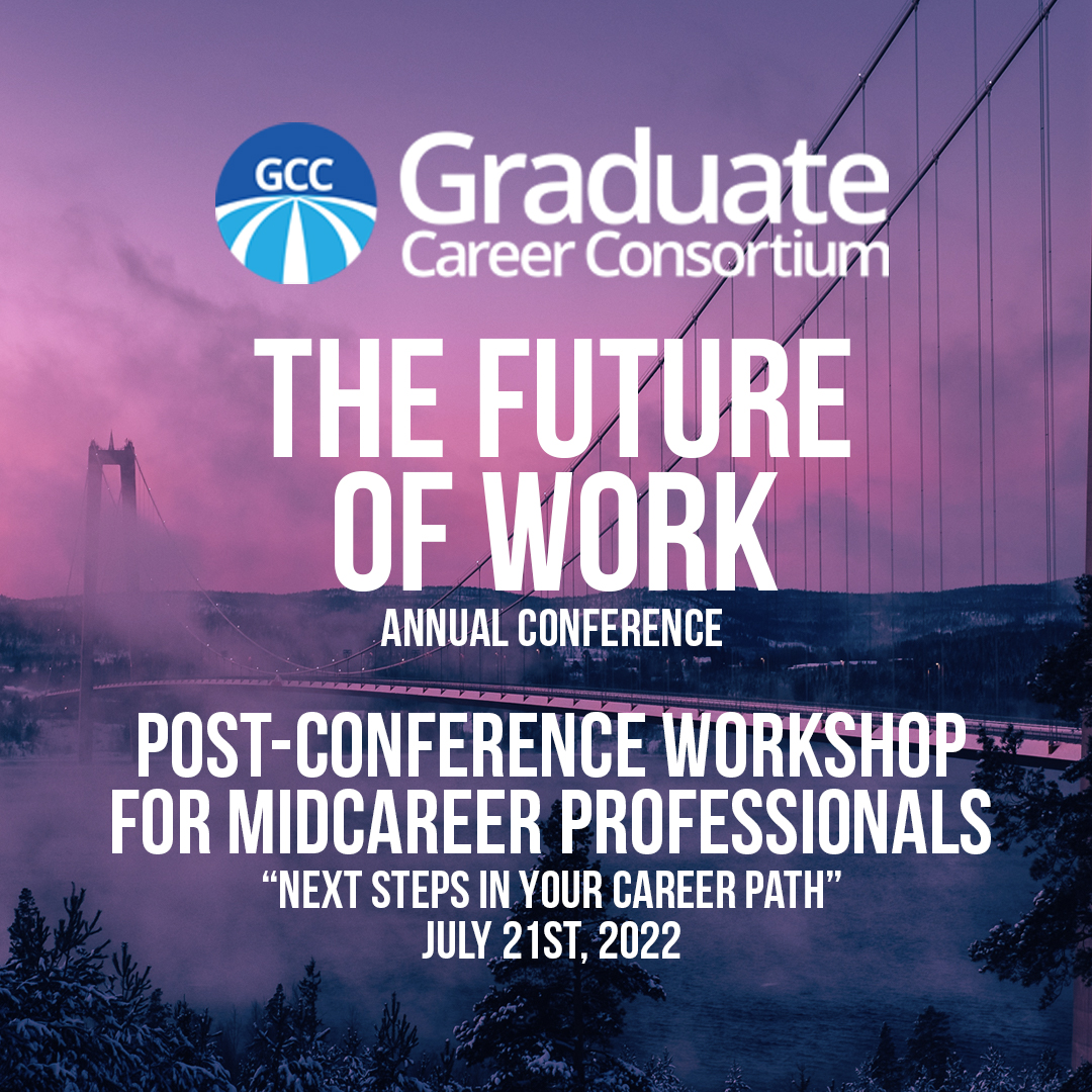 GCC members, registration for our new workshop for mid-career professionals to be held 7/21 closes on Friday, 7/15. Alexis Thompson & Naledi Saul will offer a half-day of engaging work to help you think through the next steps in your own career. mms.gradcareerconsortium.org/members/evr/re…