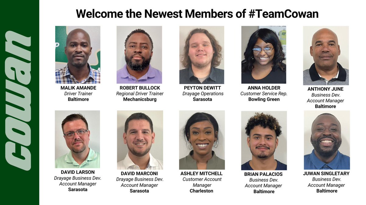 The Summer is heating up and so are we! Welcome to the newest members of #TeamCowan! We're always looking to add to our amazing team- We have open spots in Billing, IT, Logistics, Operations, and more. Visit our website, pick out your spot and apply today! cowansystems.com/careers/