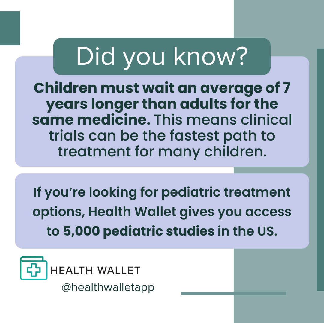 HealthWalletApp's tweet photo. It's hard enough being a parent, and especially hard when your child needs special medical treatment. Health Wallet saves you precious time by making it easy to find the right #pediatric #clinicalstudies.

#clinicaltrials #clinicalresearch #healthequity https://t.co/u1zAFKcHoW