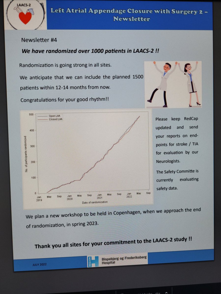 1000 patients randomised in #LAACS2 💪🎇😄. Thank you, collaborators 😍🎉