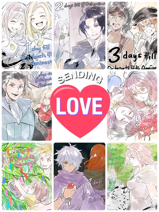 my illust isn't finished yet but here's my countdown scribbles for this year! 😂👍 thank you to everyone who contributed to the tag so far!! please continue to show this game the love it deserves!! 
#Octopath4thAnniversary 